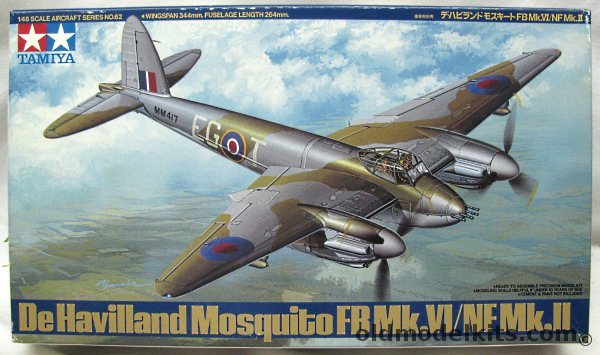 Tamiya 1/48 DeHavilland Mosquito FB Mk.VI/NF Mk.11 - RAF No. 143 Sq / No. 157 Sq / No. 487 Sq, 61062-3400 plastic model kit